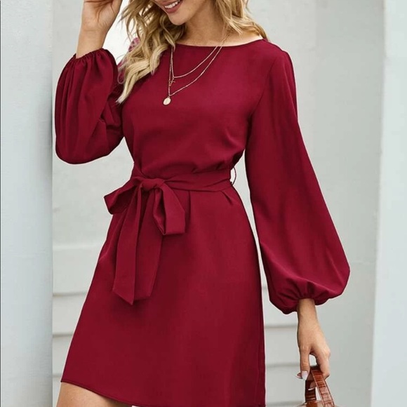 Boho lantern sleeve  belted dress - Picture 6 of 15